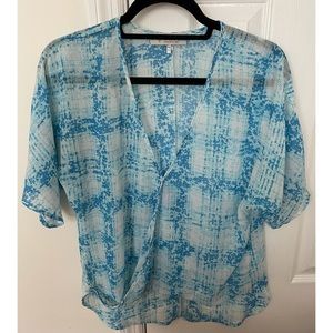 WAYF short-sleeve printed wrap blouse, XS